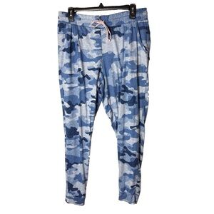 Jane & Bleeker Pajama Lounge Pants Size Medium Camouflage Blue White Stretch